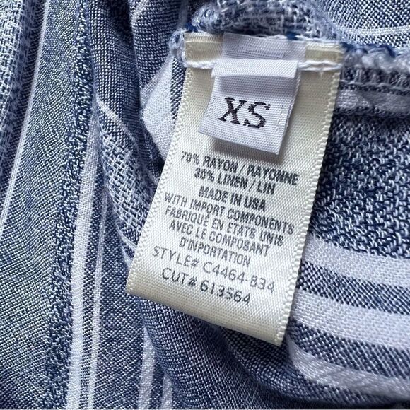 Cloth & Stone tie front blouse top linen striped - Picture 4 of 5